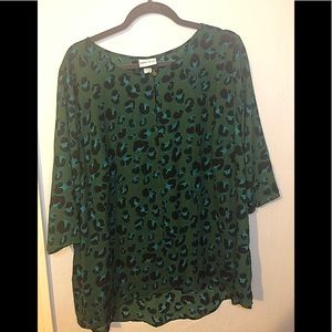 Leopard print chiffon blouse.